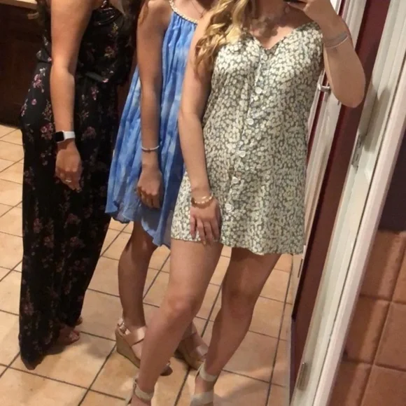 Shein Green Floral Mini Dress with Buttons - Picture 8 of 9